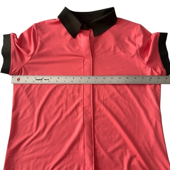 Belyn Key size small pink golf polo shirt short sleeve w/dark green accents - Picture 5 of 8